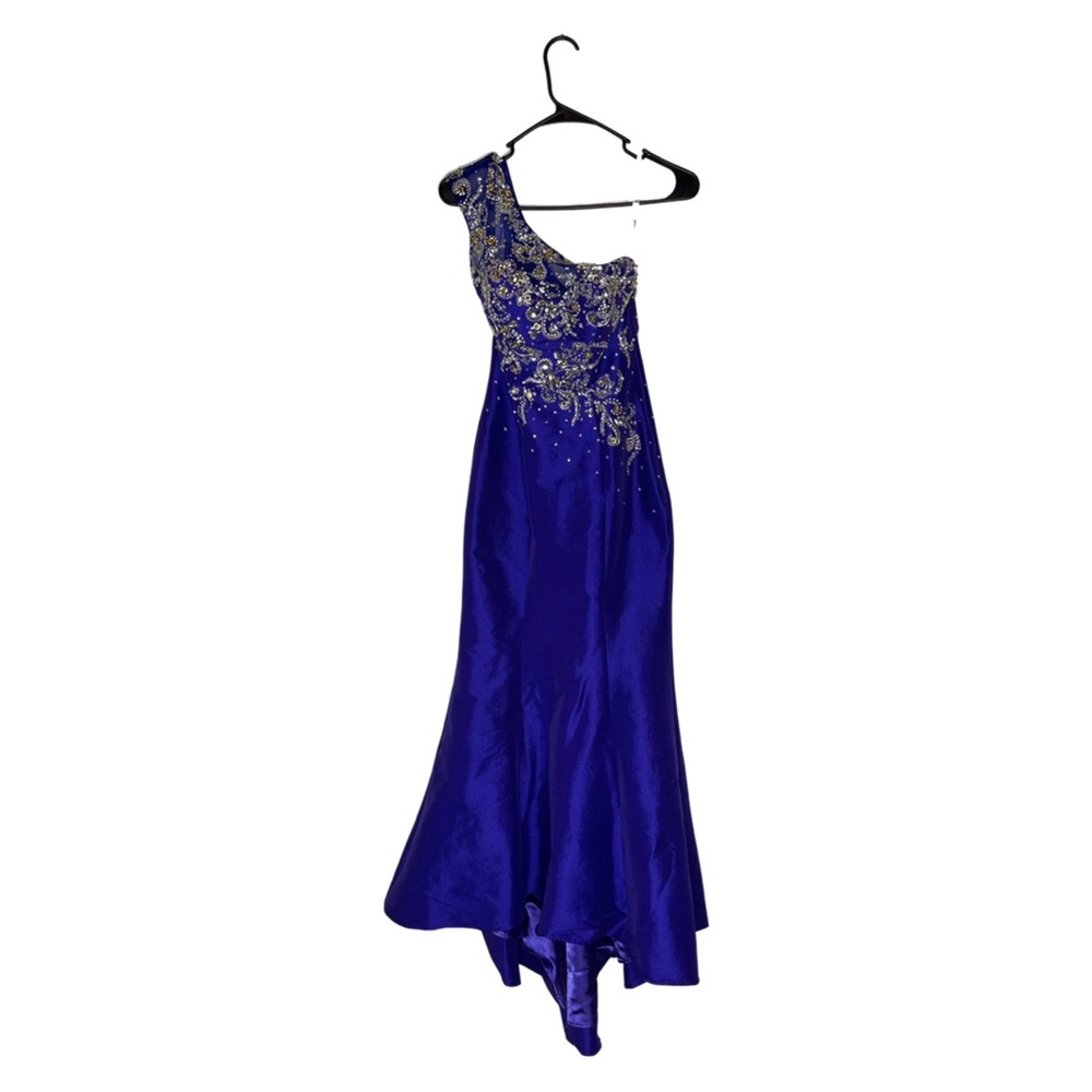 Mac Duggal One Shoulder Sequin Beaded Mermaid Prom Pageant Blue Purple Dress